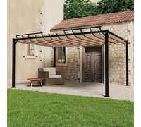 Ziaphsol Tonnelle avec Toit à persienne 3x4 m Taupe en Tissu Enduit de PA et Aluminium Robuste pour terrasse Jardin extérieur Patio ombrage Protection