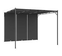 Ziaphsol Tonnelle de jardin avec rideau latéral, 3 x 3 x 2,25 m, anthracite, acier revêtu par pulvérisation, toit et paroi latérale en polyester, pour jardin, terrasse, extérieur, camping, événement