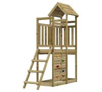 Ziaphsol Tour de Jeu en Bois Massif Marron pour extérieur Jardin avec Plateforme, échelle, Corde, Tunnel, balançoire, Toboggan et Accessoires pour Enfants de 3 à 8 Ans