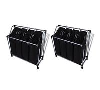 Ziaphsol Trieuses à Linge avec Sacs 2 pièces Noir et Gris pour Rangement buanderie, corbeilles à Linge avec poignées Pliables, capacité 20 kg, idéal pour vêtements, Serviettes, draps