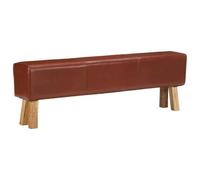 Ziaphsol Turnbock Banc design en cuir véritable marron 160 x 30 x 53 cm en bois d'acacia massif pour salle à manger, cuisine, salon, couloir avec caractère vintage