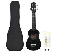 Ziaphsol Ukulélé soprano avec sac pour enfants, 53,3 cm, noir, en tilleul, avec échelle de son, 1 ukulélé, 2 médiators, pour l'enseignement, l'apprentissage à la maison