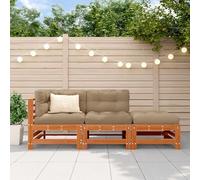 Ziaphsol Unité de canapé sectionnel 3 pièces Brun ciré en pin Massif pour Jardin et terrasse, canapé modulable extérieur avec Angle, siège, Pouf, Assise Stable, Design à Lattes et Confort Lounge