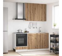 Ziaphsol Unité de Cuisine Lyon 5 pcs Chêne Artisanal Bois d'ingénierie Meubles de Rangement pour Cuisine Moderne avec armoires, Buffet, vaisselier, Chariot, étagère et Porte