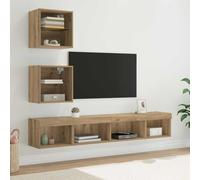 Ziaphsol Unités murales TV en Bois d'ingénierie avec LED intégrée pour Salon Moderne, Rangement Pratique et Design épuré, idéal pour Espace Compact et Ambiance Cosy, Finition chêne Artisanal