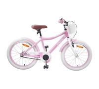 Ziaphsol Vélo pour enfant de 18 pouces avec cadre en acier rose clair avec guidon et siège réglables, avec frein à rétropédalage pour 5 à 7 ans, pour route et chemin, 1 vélo