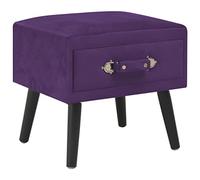 Ziaphsol Velvet Dark Purple Bedside Table 40x35x40 cm with Drawer for Bedroom Decor Durable Solid Pine Wood Modern Scandinavian Vintage Style Ideal for Bedroom Or Living Room