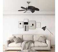 Ziaphsol Ventilateur de Plafond avec Lampe 76 cm Marron foncé Silencieux, réversible été Hiver, idéal pour Chambre Salon Cuisine véranda Bureau, Circulation d'air rafraîchissante