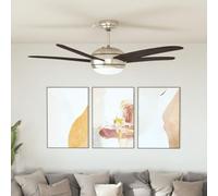 Ziaphsol Ventilateur de plafond décoratif avec lumière - 128 cm - Boîtier chromé - En MDF - Avec télécommande - Pour salon, chambre à coucher, bureau, cuisine, terrasse - Moteur à 3 niveaux