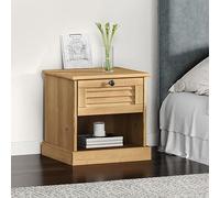Ziaphsol Vigo Wooden Bedside Table 42x35x42 cm with Drawer and Storage Compartment Rustic Pine Solid Wood Modern Bedroom Nightstand for Bedroom Living Room Dorsitory Child Adult