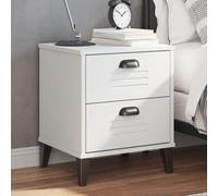 Ziaphsol VIKEN White Wooden Nightstand with Two Drawers Modern Industrial Bedroom Side Table for Bedroom Or Living Room with Easy Assembly and Spacious Storage