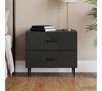 Ziaphsol Vintage Black Bedside Cabinet 62 x 34.5 x 47.5 cm Engineered Wood Modern Metal Legs Storage Drawers Bedroom Furniture for Bedroom Living Room Dormitory Adult Child