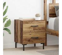 Ziaphsol Vintage Rustic Wood Bedside Table Set with Two Storage Drawers Compact Nightstand for Bedroom Lounge and Living Room Decor Suitable for Modern and Classic Interior Styles