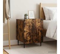 Ziaphsol Vintage Scandinavian Style Bedside Cabinet Set of 2 in Smoked Oak with Durable Engineered Wood and Metal Legs 43 x 34.5 x 52 cm Ideal for Bedroom Decor and Practical Storage Solutions