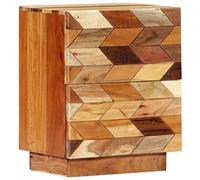 Ziaphsol Vintage Scandinavian Style Bedside Table 40x30x50 cm Solid Reclaimed Wood with Two Drawers for Bedroom Lounge and Living Room Decor
