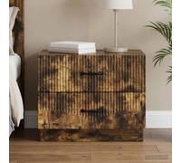 Ziaphsol Vintage Scandinavian Style Bedside Table with Drawer in Smoked Oak 62 x 34.5 x 44.5 cm Versatile Bedroom Furniture for Modern Or Classic Decor with Ample Storage and Easy Maintenance