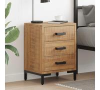 Ziaphsol Vintage Style 2 Piece Bedside Tables 40x30x55 cm Solid Pine Wood with Metal Legs for Bedroom Living Room Nightstand with Storage Drawer and Shelf Modern Rustic Design AU