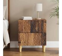 Ziaphsol Vintage Style Bedside Table Made of Durable Engineered Wood with Natural Eucalyptus Legs Measuring 43 by 34.5 by 48 Centimeters, Perfect for Bedroom, Living Room Or Dorm