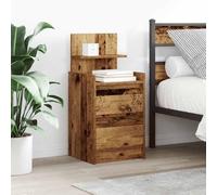 Ziaphsol Vintage Style Bedside Table with Two Spacious Drawers, Made of Durable Engineered Wood with a Rustic Aged Wood Finish, Measuring 38x34x80 cm, Ideal for Bedroom, Living Room