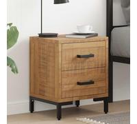 Ziaphsol Vintage Style Wooden Bedside Tables 2 pcs 36x30x45 cm Solid Pine Wood with Metal Legs for Bedroom Lounge and Living Room Decor