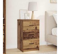 Ziaphsol Vintage Wood Bedside Table 38 x 38 x 66 cm Engineered Wood with Three Drawers Modern Style Ideal for Bedroom Decor and Small Space Storage in Living Room Or Dorm