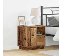 Ziaphsol Vintage Wooden Bedside Cabinet 2 Pieces with LED USB Lighting and Storage for Bedroom Lounge Modern Scandinavian Style 50 x 34.5 x 50 cm