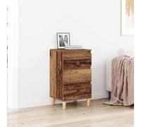 Ziaphsol Vintage Wooden Bedside Cabinet 40x35x70cm with Drawer Rustic Design for Bedroom Nightstand Storage Solid Engineering Wood