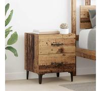 Ziaphsol Vintage Wooden Bedside Table with Drawer 2 Pieces Rustic Chêne Finish Small Nightstand for Bedroom Lounge with Storage Space Ideal for Adults and Kids