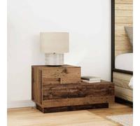Ziaphsol Vintage Wooden Bedside Table with Drawer 70 x 36 x 40.5 cm Rustic Style with LED Lighting USB Port Storage Shelf Modern Bedroom Furniture for Adult and Children