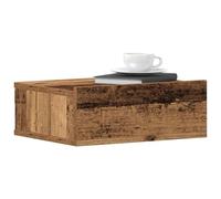 Ziaphsol Vintage Wooden Floating Bedside Table with Storage Shelf for Bedroom Lounge Modern Industrial MDF Chêne Finish Compact Wall-Mounted Nightstand for Small Spaces