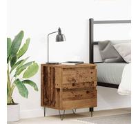 Ziaphsol Vintage Wooden Nightstand 40 x 35 x 50 cm with Two Drawers for Bedroom Small Space Storage Durable Engineering Wood Suitable for Modern, Rustic, Scandinavian, Or Industrial Decor