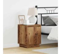 Ziaphsol Vintage Wooden Nightstand Set 2 Pieces with LED USB Lighting Compact Bedside Tables for Bedroom Living Room Modern Rustic Chêne MDF Durable Finish