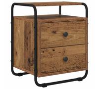 Ziaphsol Vintage Wooden Nightstand with Metal Frame Modern Bedroom Side Table with Storage Compartments for Bedroom Living Room and Dormitory in Rustic Old Wood Finish