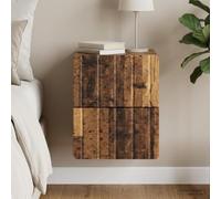 Ziaphsol Vintage Wooden Wall-Mounted Bedside Cabinet with Large Drawer and Space Saving Design for Bedroom, Living Room, Or Hallway in Chêne MDF and Industrial Style
