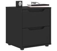 Ziaphsol VISNES Noir Nightstand 45x40x50 cm Wooden Engineering Bedside Table with 2 Drawers Modern Industrial Design Suitable for Bedroom Living Room Or Dormitory