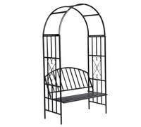 Ziaphsol Voûte à Roses de Jardin en métal Noir avec Banc Robuste pour Support de Plantes grimpantes pergola Structure extérieure décoration Patio terrasse