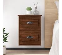 Ziaphsol Wall Mount Bedside Table Chêne Brown Wood 41.5x36x53 cm with Storage Drawers for Bedroom Lounge Modern Scandinavian Design