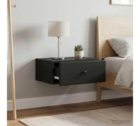 Ziaphsol Wall Mount Nightstand Set of 2 in Black with 49 x 34.5 x 20 cm Dimensions Modern Minimalist Bedroom Furniture with Storage Drawers and Open Shelf for Bedroom Living Room Or Dorm