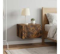 Ziaphsol Wall-Mounted Bedside Cabinet 2 pcs in Smoked Oak Modern Bedroom Furniture with Spacious Storage Drawers for Small Space Living Stylish Minimal Decor