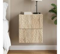 Ziaphsol Wall-Mounted Bedside Cabinet Chêne Sonoma 34.5 x 33 x 40 cm with Two Drawers Modern Bedroom Furniture for Living Room Or Dormitory Stylish Scandinavian Wood and Metal Finish