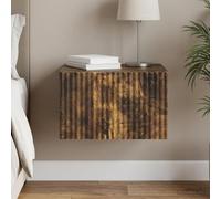 Ziaphsol Wall-Mounted Bedside Cabinet in Smoked Oak Wood 33 x 34.5 x 20 cm with Drawer Modern Vintage Style for Bedroom Or Living Room Storage and Space-Saving Design AU