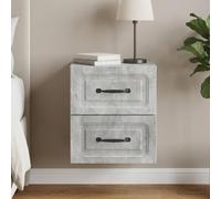 Ziaphsol Wall-Mounted Bedside Cabinet Made of Durable Engineered Wood in Grey Concrete Finish Measuring 34.5 by 33 by 40 Centimeters, Single Piece, Suitable for Bedroom, Living Room Or Hallway