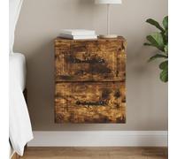 Ziaphsol Wall-Mounted Bedside Cabinet Made of Durable Wood Engineering with a Sleek Smoky Oak Finish Measuring 34.5 by 33 by 40 Centimeters Includes One Wall-Mounted Cabinet Ideal for Modern bedrooms