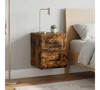 Ziaphsol Wall-Mounted Bedside Cabinet Set 2 pcs in Smoked Oak Wood with Storage Drawers for Modern Bedroom Decor and Versatile Interior Design Suitable for Adult Or Children's Rooms AU