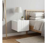 Ziaphsol Wall-Mounted Bedside Cabinet Set 2 pcs White Wood Engineered Vintage Style Storage Drawers for Bedroom Or Living Room Space-Saving Decor Accent Furniture