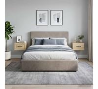 Ziaphsol Wall-Mounted Bedside Cabinet Set 2 Pieces Chêne Sonoma Finish Compact Storage with Drawers Modern Scandinavian Style for Bedroom Living Room Small Space Use