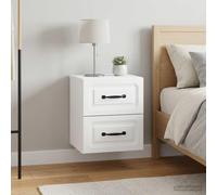 Ziaphsol Wall-Mounted Bedside Cabinet Set of 2 in White with Wood Engineering Finish 34.5 x 33 x 40 cm for Bedroom, Living Room, Modern Vintage Style, with Spacious Storage and Sliding Doors