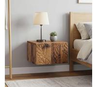 Ziaphsol Wall-Mounted Bedside Cabinet Set of Two in Vintage Wood Finish 49 x 34.5 x 20 cm with Spacious Drawers for Bedroom Or Living Room Storage, Durable Engineered Wood, Modern Design
