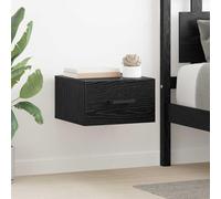 Ziaphsol Wall-Mounted Bedside Cabinet with Drawer 2 pcs in Black Oak Wood 35 x 35 x 20 cm Modern Scandinavian Vintage Bedroom Furniture for Bedroom, Living Room, Or Dormitory with Ample Storage