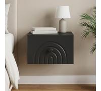 Ziaphsol Wall-Mounted Bedside Cabinet with Drawer in Black 33 x 34.5 x 20 cm Modern Vintage Style Functional Storage for Bedroom Or Living Room Space-Saving Furniture